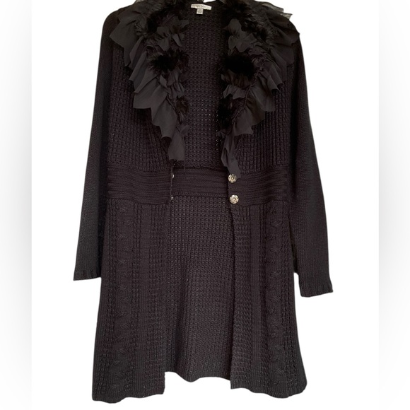 Cache Black Ruffled Cardigan - Picture 7 of 16